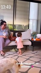 Virgínia Fonseca mostra Maria Alice andando até Zé Felipe: 'E fez um carinho'