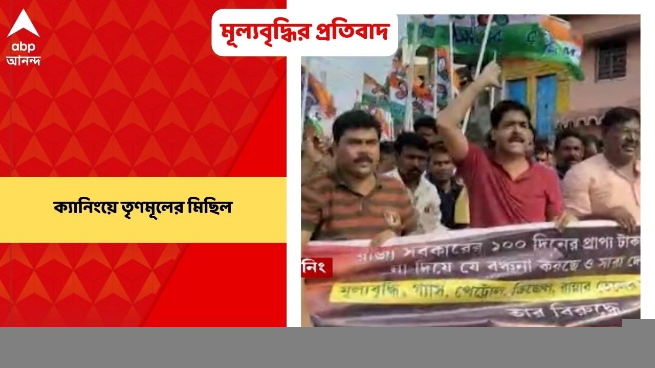 Canning: ক্যানিং পূর্বের বিধায়ক সওকত মোল্লার নেতৃত্বে জীবনতলা বাজার থেকে সদানন্দের মোড় পর্যন্ত প্রায় ৫ কিলোমিটার রাস্তা মিছিল করেন তৃণমূল কর্মী, সমর্থকরা