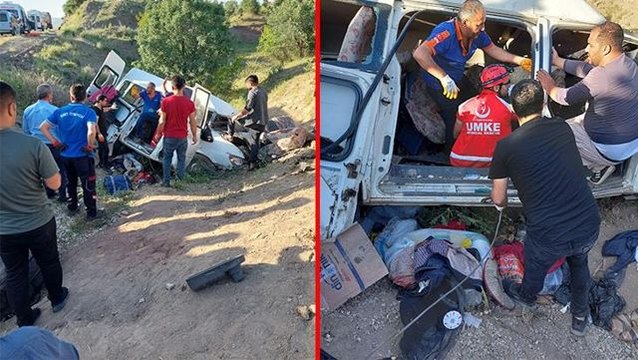İşçileri taşıyan minibüs uçuruma yuvarlandı: 4 ölü, 6 yaralı