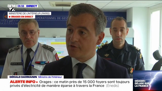 Gérald Darmanin évoque 15 000 foyers privés d'électricité, 15 blessés et 3 500 interventions de Sapeurs-Pompiers