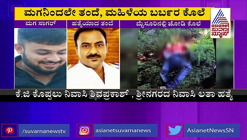ಮೈಸೂರು: ಮಗನಿಂದಲೇ ತಂದೆ, ಮಹಿಳೆಯ ಬರ್ಬರ ಕೊಲೆ