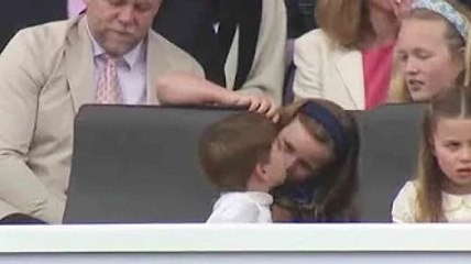 Prince Louis has cousin Mia in stitches as he enthusiastically kisses her on the nose