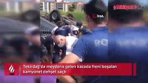 Kaza içinde kaza...Freni boşalan kamyonet dehşet saçtı