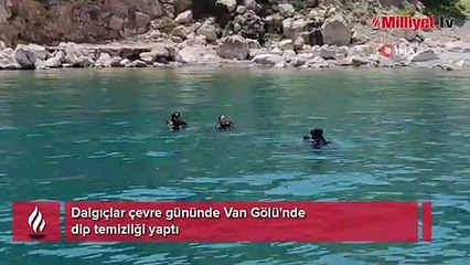 Dalgıçlardan Van Gölü'nde dip temizliği