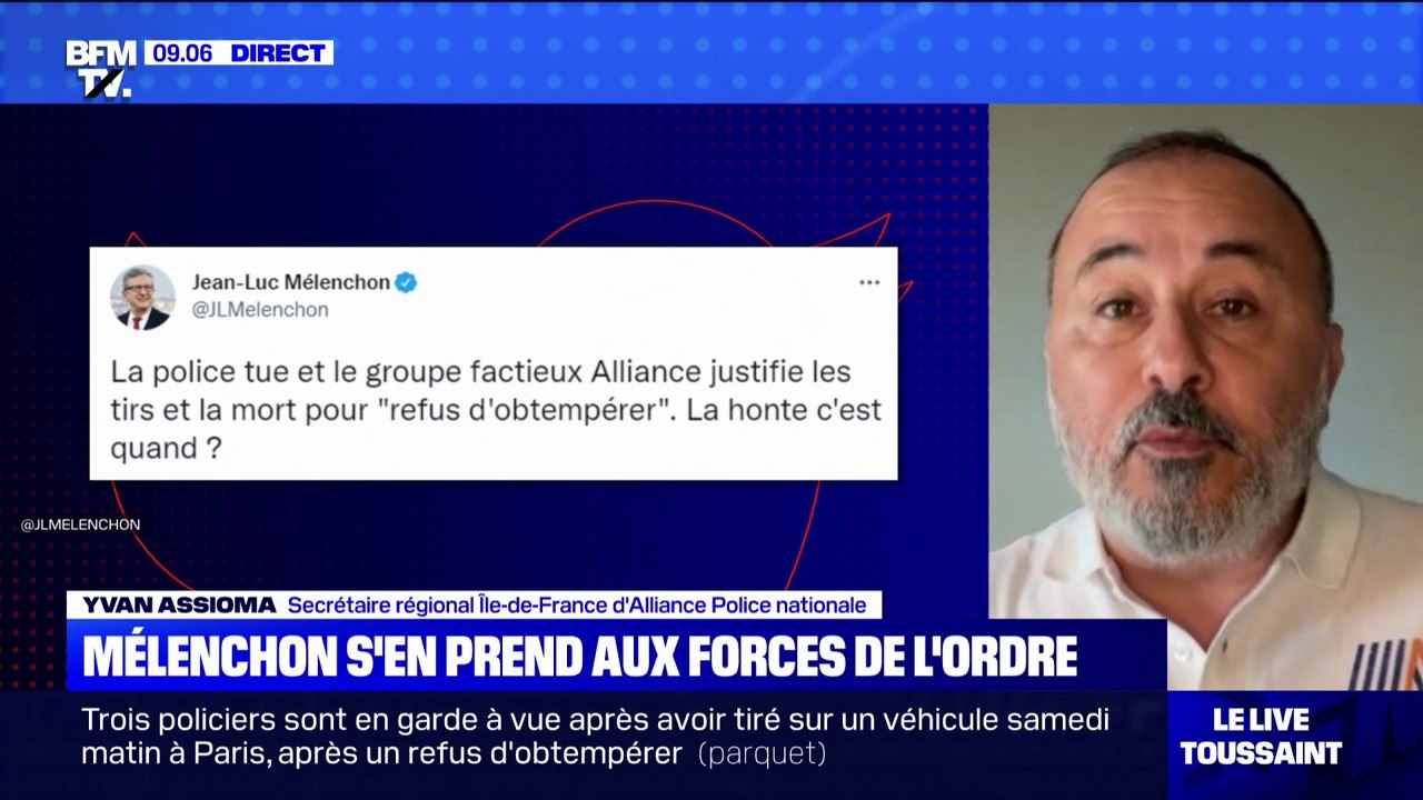 Tirs mortels après un refus d'obtempérer à Paris: pour le syndicat Alliance, "Jean-Luc Mélenchon fait exprès d'ignorer la loi"