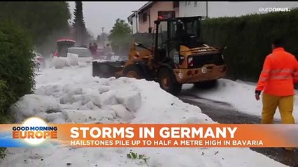 Hailstones pile up as heavy storms hit Germany