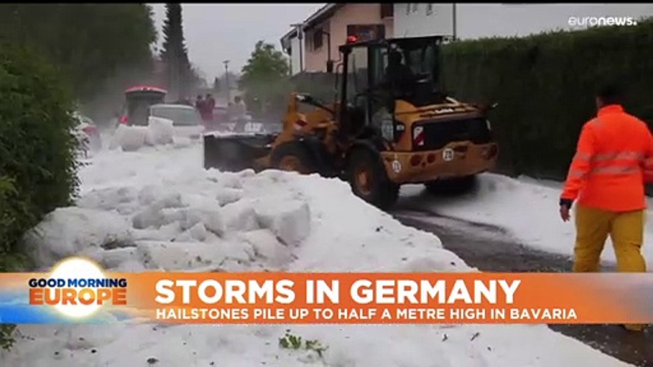 Hailstones pile up as heavy storms hit Germany