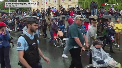 Military re-enactment parade on D-Day anniversary
