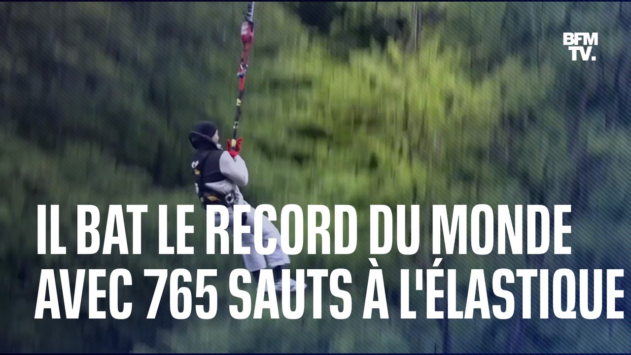 Il bat le record du monde de sauts à l'élastiqu...