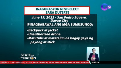 Backpack at jacket, ipagbabawal sa inagurasyon ni Vice President-Elect Sara Duterte | SONA
