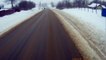Trucker Driver Loses Control on Icy Road