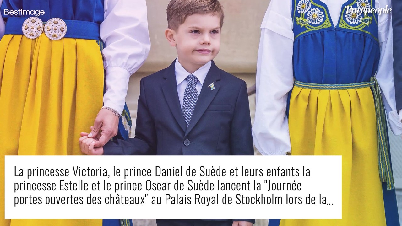 Victoria de Suède en tenue traditionnelle avec fille Estelle pendant qu'Oscar... baille d'ennui !
