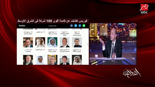 عمرو أديب: قايمة فوربس لأهم ١٠٠ شركة في الشرق الأوسط مليانة رؤساء شركات مصريين.. يثقون في العقول المصرية