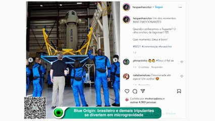 Blue Origin: brasileiro e demais tripulantes se divertem em microgravidade
