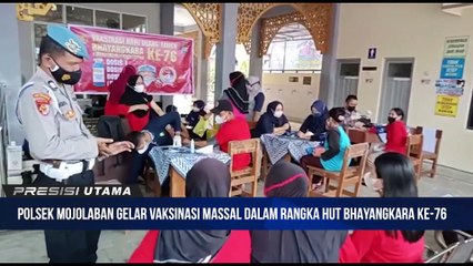 Sambut HUT Bhayangkara ke 76, Polsek Mojolaban Gelar Vaksinasi Masal