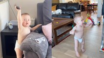 ''Got moves? Flaunt Them!' Adorable toddler just can't stop dancing around his house '