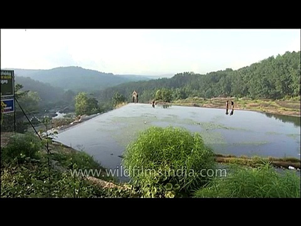 Young boy bathing in Thirparappu river