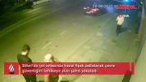 Silivri’de yol ortasında havai fişek patlattılar