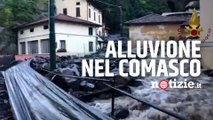 Como, alluvione a Laglio: fango e detriti invadono il centro abitato