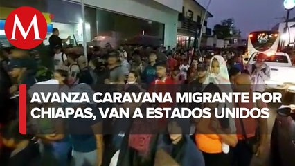 En Chiapas, caravana migrante descansa tras avanzar 18 kilómetros en primer día