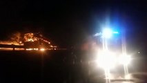 एनएच-27 पर हादसा : बस और पिकअप में भीषण आग, दोनों वाहन जलकर खाक, सवारियों ने कूद कर बचाई जान