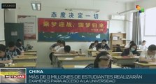Estudiantes chinos se someten a riguroso examen de ingreso para universidad