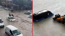 Ankara'da sağanak yağış nedeniyle yollar göle döndü! Bir iş yerinden 5 yaralı çıkarıldı, tahliyeler devam ediyor