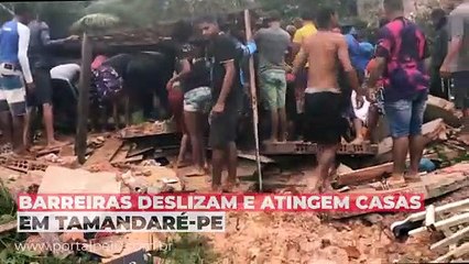 Barreiras deslizam e atingem casas em Tamandaré,PE