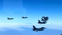 Güney Kore ve ABD savaş uçaklarından gövde gösterisiKuzey Kore'nin füze denemesinin ardından dikkat çeken tatbikat