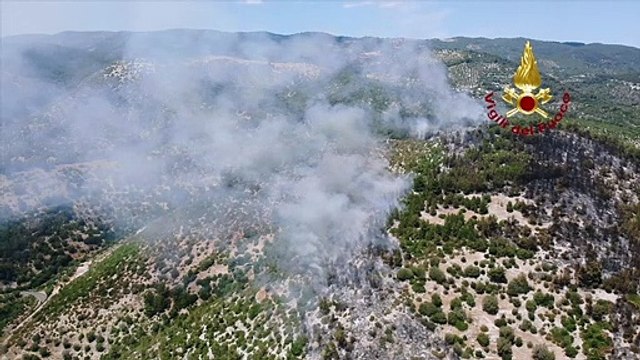 Canadair per l'incendio sulla baia delle Zagare a Mattinata (Foggia) - Monitoraggio attraverso i droni