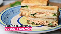 Tuesta y teletrabaja: tentempié de queso, salmón y espinacas