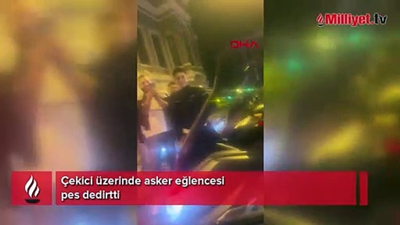 Çekici üzerinde asker eğlencesi pes dedirtti