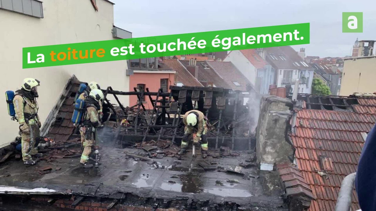 Feu de toiture rue du Métal à Saint-Gilles
