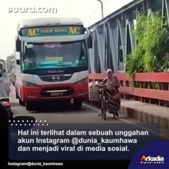 Rela Perlambat Laju, Aksi Sopir Bus Saat Melintas di Jembatan Tuai Pujian Warganet
