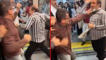 Bayrampaşa metrosu bir anda boks ringine döndü! Kavga ettiği adamı bırakıp, araya girenle dövüştü