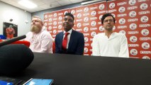 Kevin Betsy's first press conference as Crawley Town manager