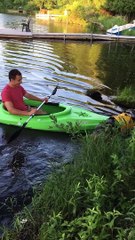 Australian Shepherd Tugs Kayak Back to Shore