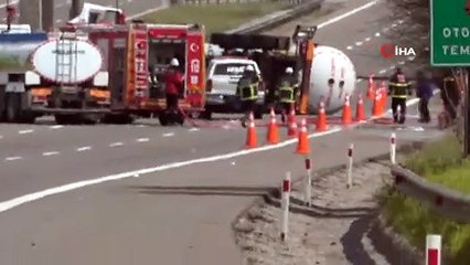 LPG tankeri devrilince TEM Otoyolu tamamen kapandı