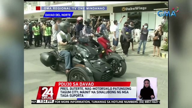 Pres. Duterte, nag-motorsiklo patungong Tagum City; mainit na sinalubong ng mga taga-suporta | 24 Oras