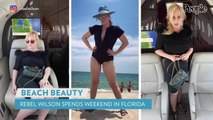 Rebel Wilson Hits the Beach in a Curve-Hugging Swimsuit and Givenchy Slides