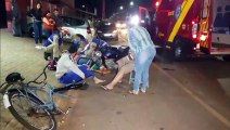 Colisão entre moto e bicicleta deixa três pessoas feridas na Rua Itália, no Cascavel Velho; Siate foi mobilizado