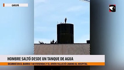 Hombre saltó desde un tanque de agua
