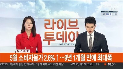 [속보] 5월 소비자물가 2.6%↑…9년 1개월 만에 최대폭