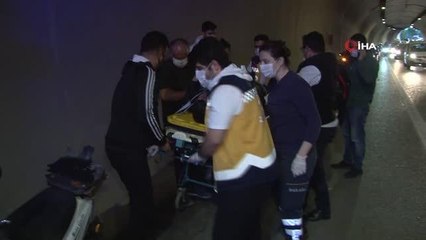 (Özel) Ümraniye'de emniyet şeridine giren araç motosikletli sürücüye çarptı