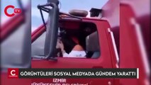 İzmir'de itfaiye aracı kullanan 3 kadının görüntüsü sosyal medyada gündem yarattı