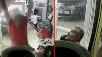 Asma kattan düşen adam, telefonla konuşmaya devam etti! İlginç anlar kamerada