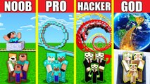 Minecraft Battle_ ROLLERCOASTER HOUSE BUILD CHALLENGE - NOOB vs PRO vs HACKER vs GOD _ Animation