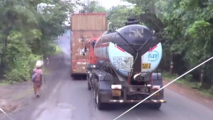 Dangerous Indian highway VOLVO bus driving
