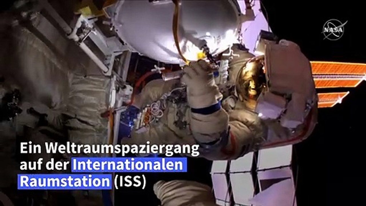Iss: russische kosmonauten auf weltraumspaziergang