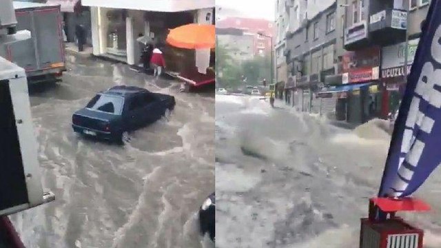 Samsun’da sağanak; yollar göle döndü, araçlar sürüklendi